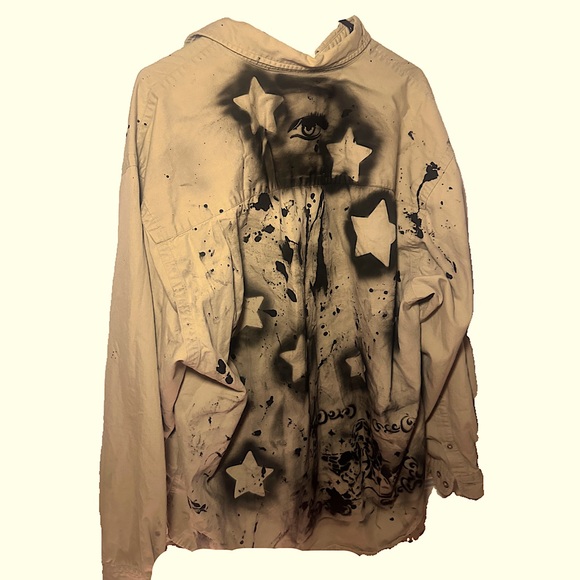 UPSTYLED/AIRBRUSHED ANGEL EDDIE BAUER BUTTON UP - Picture 3 of 3